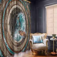 3D Illusion Surfing Skeleton Halloween Window Curtain Surfboard Bones Ocean Wave Stone Well DT05 - Polynesian Pride