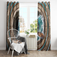 3D Illusion Surfing Skeleton Halloween Window Curtain Surfboard Bones Ocean Wave Stone Well DT05 - Polynesian Pride