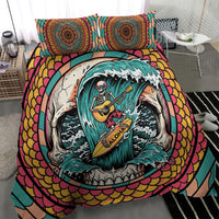 3D Illusion Surfing Skull Aloha Halloween Bedding Set Tropical Guitarist Bones Wave DT05 - Polynesian Pride