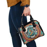 3D Illusion Surfing Skull Aloha Halloween Shoulder Handbag Tropical Guitarist Bones Wave DT05 - Polynesian Pride