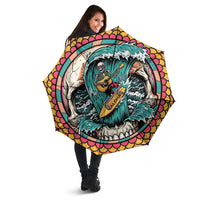 3D Illusion Surfing Skull Aloha Halloween Umbrella Tropical Guitarist Bones Wave DT05 - Polynesian Pride
