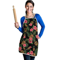 Tropical Calavera Hawaiian Apron Sugar Skull Pineapple Hibiscus Floral DT05 - Polynesian Pride