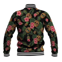 Tropical Calavera Hawaiian Baseball Jacket Sugar Skull Pineapple Hibiscus Floral DT05 - Polynesian Pride