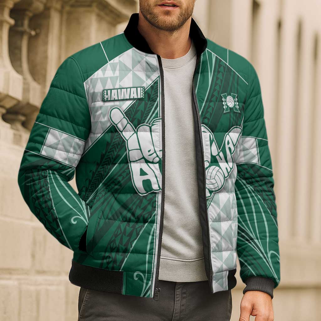 Custom Hawaii Volleyball Bomber Puffer Jacket Shaka Aloha Hand DT05 - Polynesian Pride