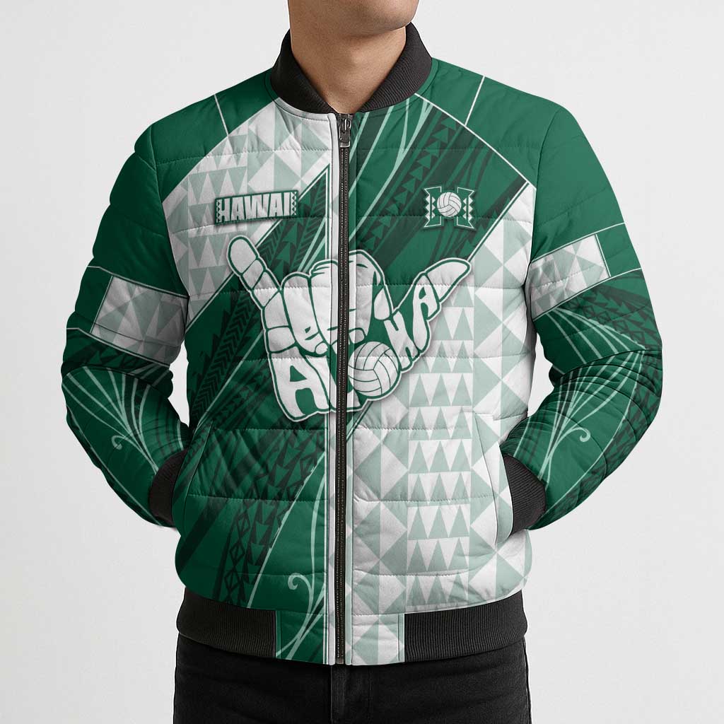 Custom Hawaii Volleyball Bomber Puffer Jacket Shaka Aloha Hand DT05 - Polynesian Pride