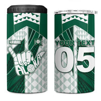 Custom Hawaii Volleyball 4 in 1 Can Cooler Tumbler Shaka Aloha Hand DT05 One Size: 16 oz Green - Polynesian Pride