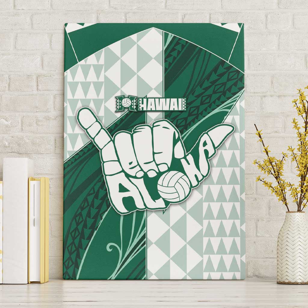 Hawaii Volleyball Canvas Wall Art Shaka Aloha Hand DT05 Without Frame Green - Polynesian Pride
