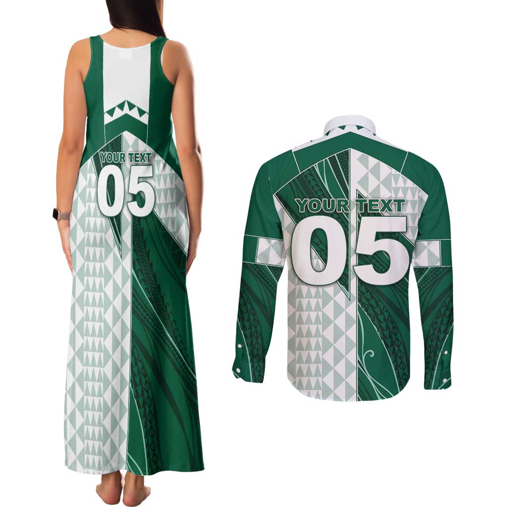 Custom Hawaii Volleyball Couples Matching Tank Maxi Dress and Long Sleeve Button Shirt Shaka Aloha Hand DT05 - Polynesian Pride