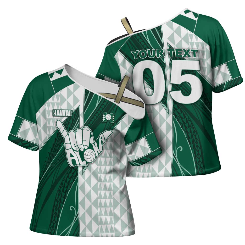 Custom Hawaii Volleyball Cross Shoulder Shirt Shaka Aloha Hand DT05 - Polynesian Pride