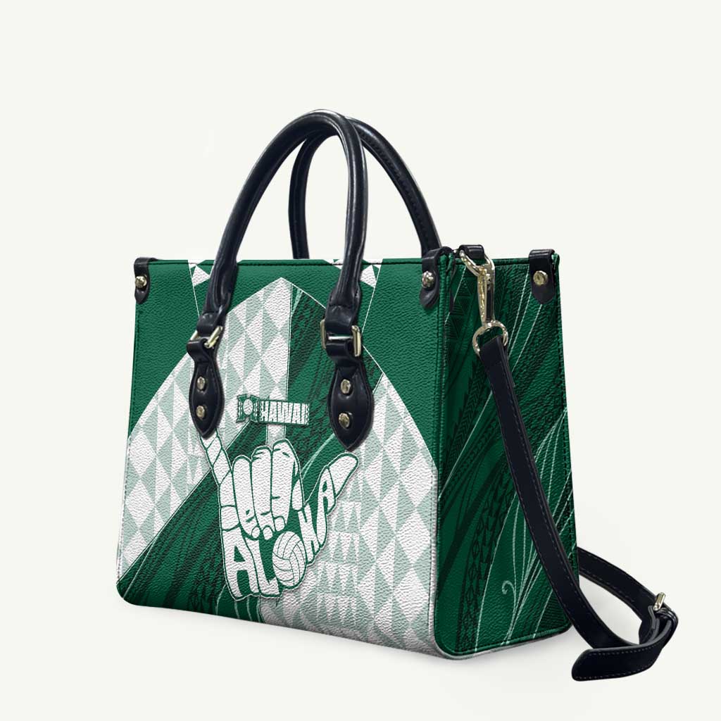 Hawaii Volleyball Leather Bag Shaka Aloha Hand DT05 Green - Polynesian Pride