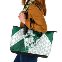 Hawaii Volleyball Leather Tote Bag Shaka Aloha Hand DT05 Green - Polynesian Pride