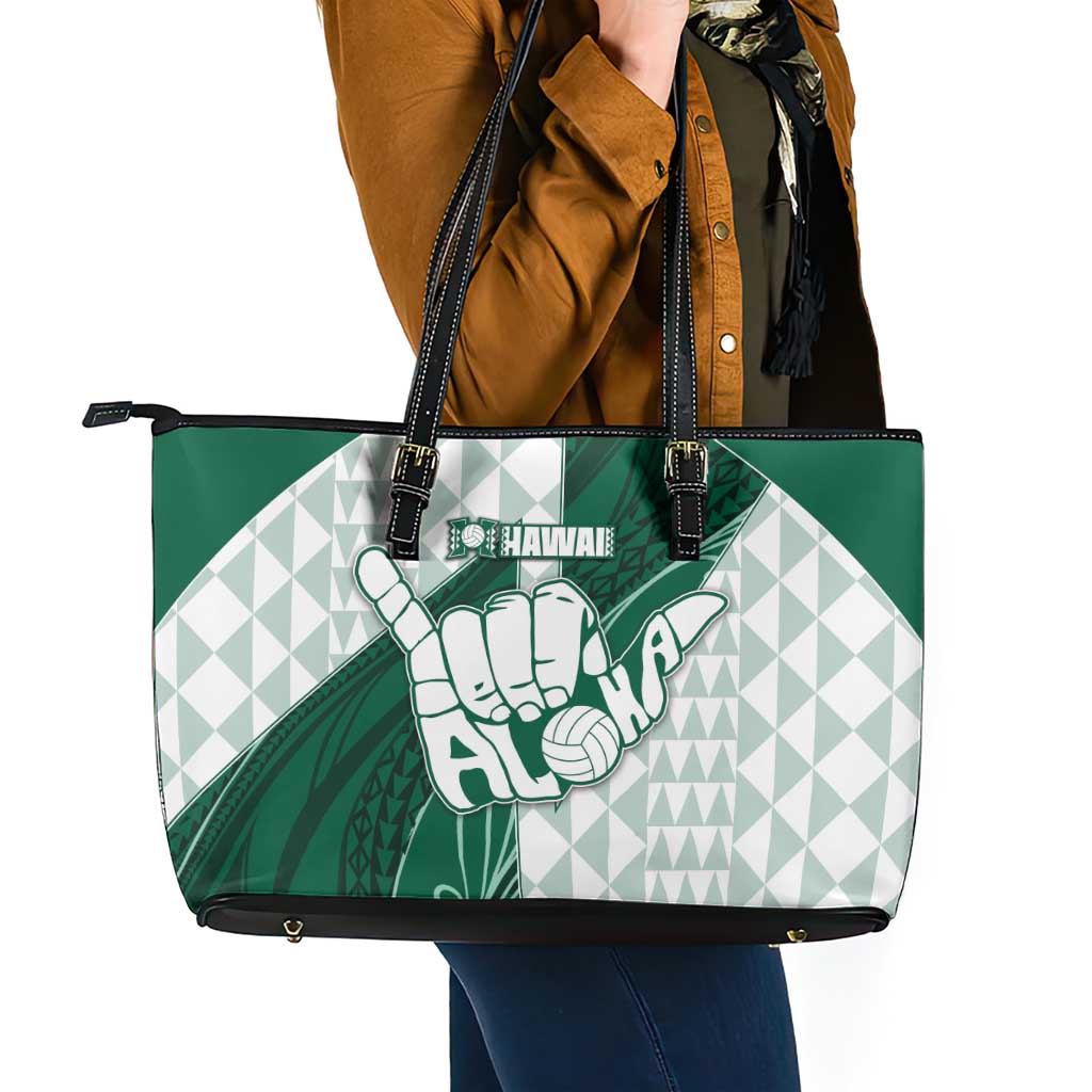 Hawaii Volleyball Leather Tote Bag Shaka Aloha Hand DT05 - Polynesian Pride