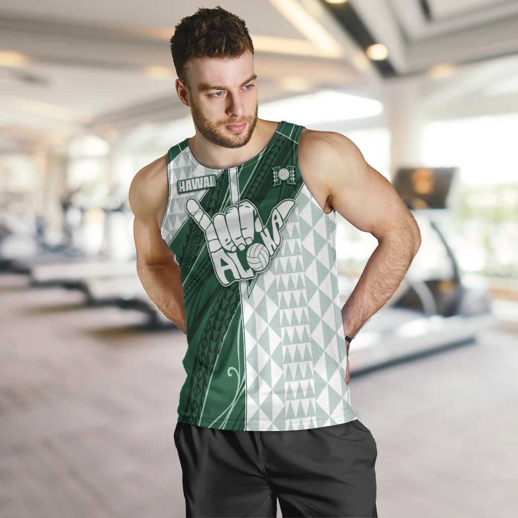 Custom Hawaii Volleyball Men Tank Top Shaka Aloha Hand DT05 Green - Polynesian Pride