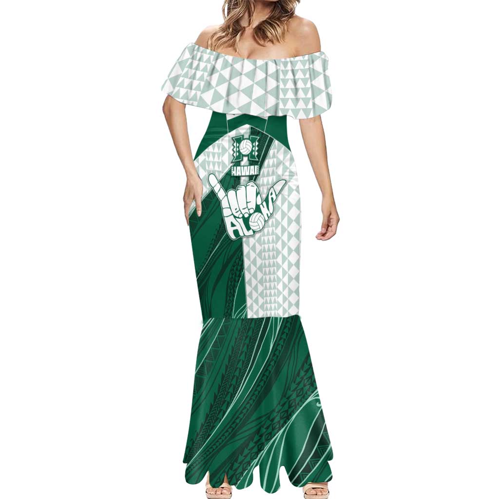 Custom Hawaii Volleyball Mermaid Dress Shaka Aloha Hand DT05 - Polynesian Pride