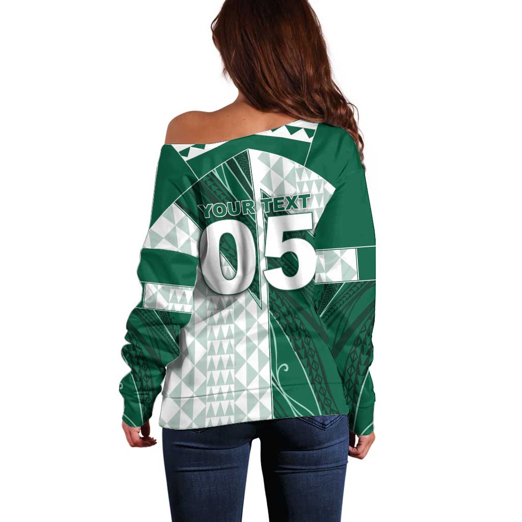 Custom Hawaii Volleyball Off Shoulder Sweater Shaka Aloha Hand DT05 - Polynesian Pride