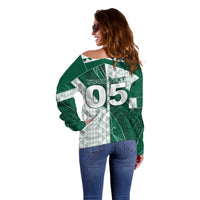 Custom Hawaii Volleyball Off Shoulder Sweater Shaka Aloha Hand DT05 - Polynesian Pride