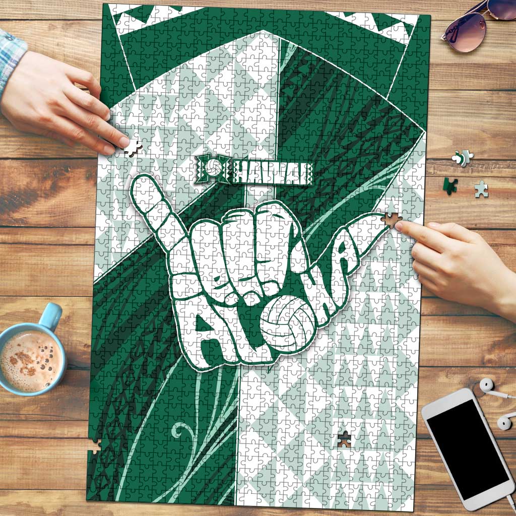 Hawaii Volleyball Puzzle Shaka Aloha Hand DT05 Green - Polynesian Pride
