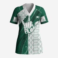 Custom Hawaii Volleyball Scrub Top Shaka Aloha Hand DT05 Adult Green - Polynesian Pride