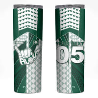 Custom Hawaii Volleyball Skinny Tumbler Shaka Aloha Hand DT05 Green - Polynesian Pride