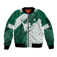 Custom Hawaii Volleyball Sleeve Zip Bomber Jacket Shaka Aloha Hand DT05 Unisex Green - Polynesian Pride