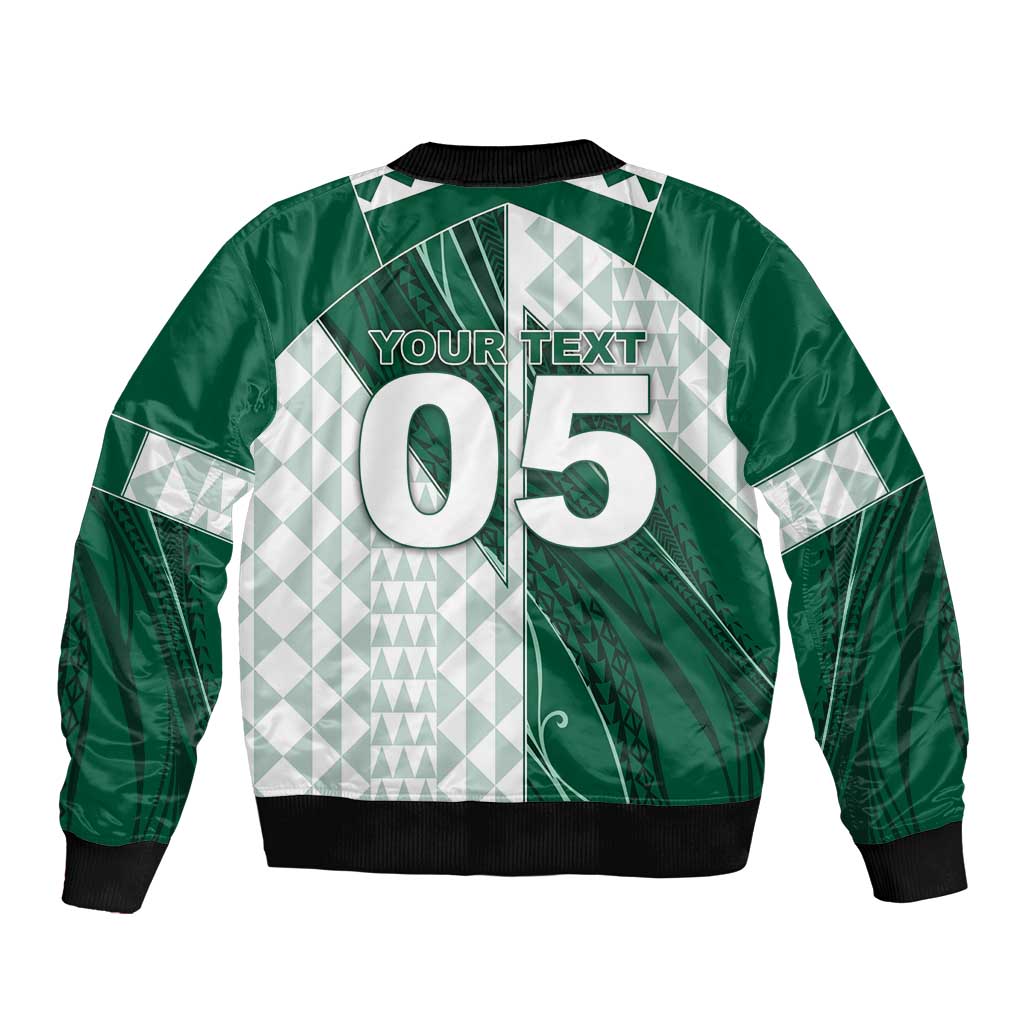 Custom Hawaii Volleyball Sleeve Zip Bomber Jacket Shaka Aloha Hand DT05 - Polynesian Pride