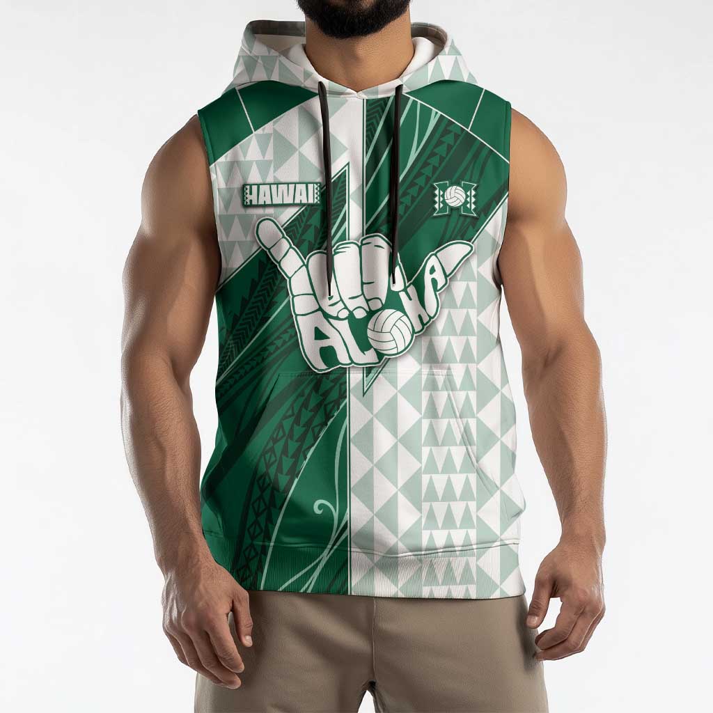 Custom Hawaii Volleyball Sleeveless Hoodie Shaka Aloha Hand