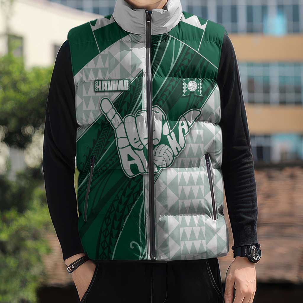 Custom Hawaii Volleyball Sleeveless Puffer Jacket Shaka Aloha Hand DT05 - Polynesian Pride