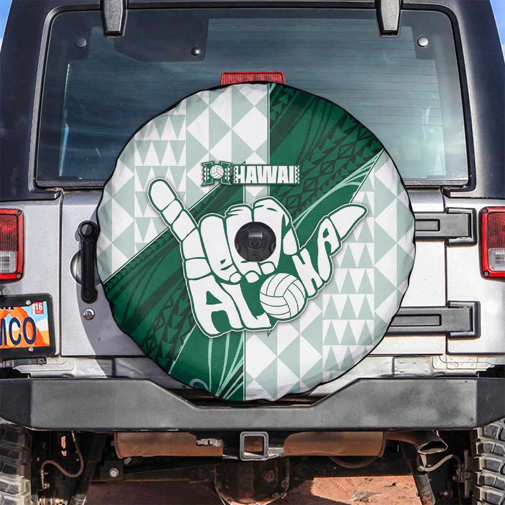 Hawaii Volleyball Spare Tire Cover Shaka Aloha Hand DT05 Green - Polynesian Pride