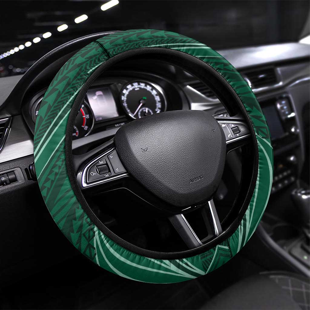 Hawaii Volleyball Steering Wheel Cover Shaka Aloha Hand DT05 Universal Fit Green - Polynesian Pride