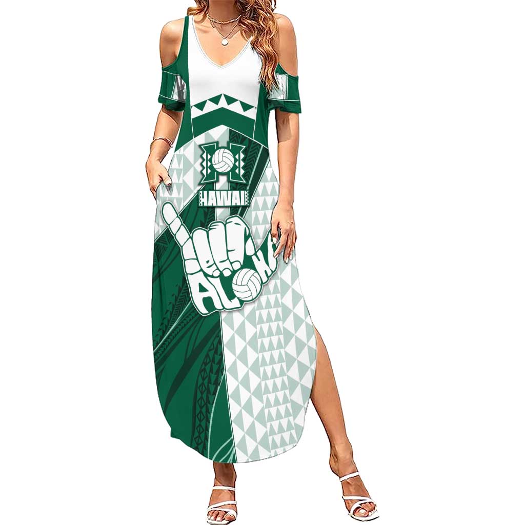 Custom Hawaii Volleyball Summer Maxi Dress Shaka Aloha Hand