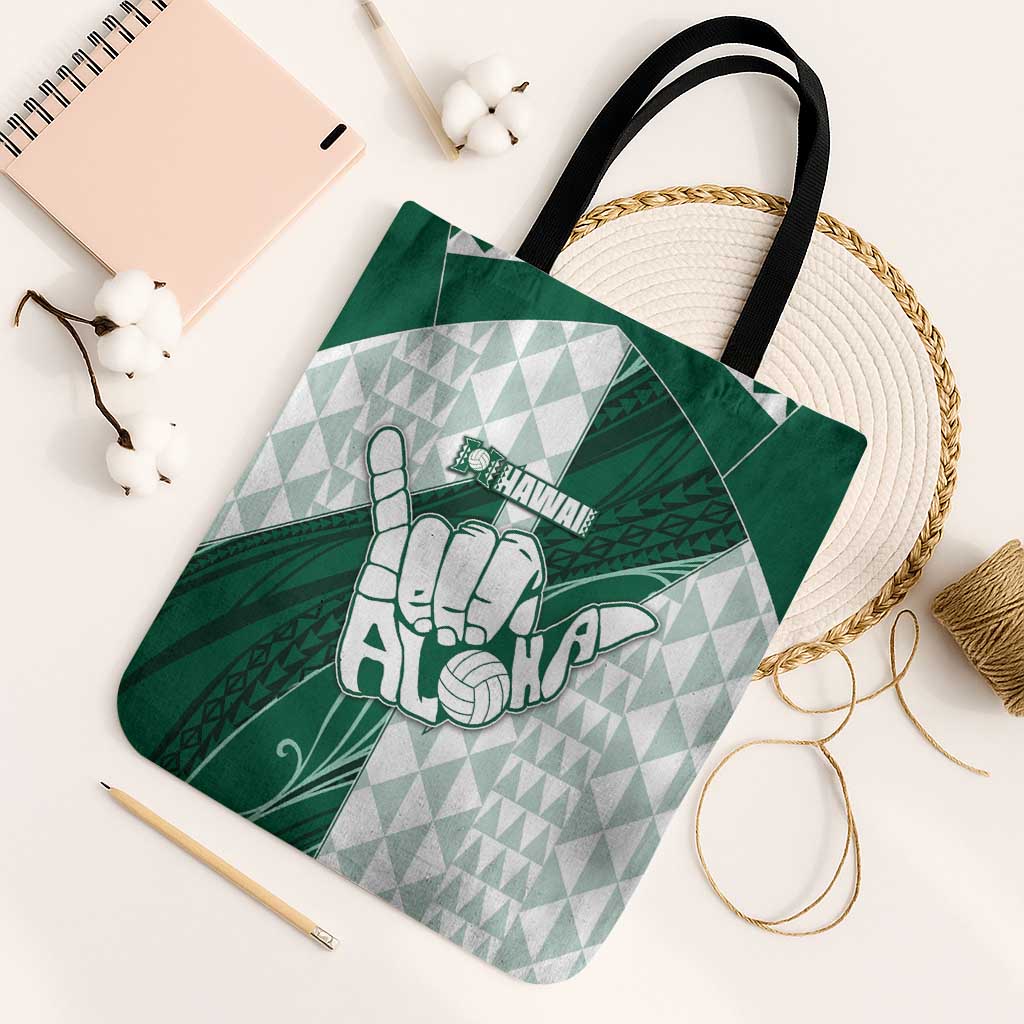 Hawaii Volleyball Tote Bag Shaka Aloha Hand DT05 Black Strap One Size Green - Polynesian Pride