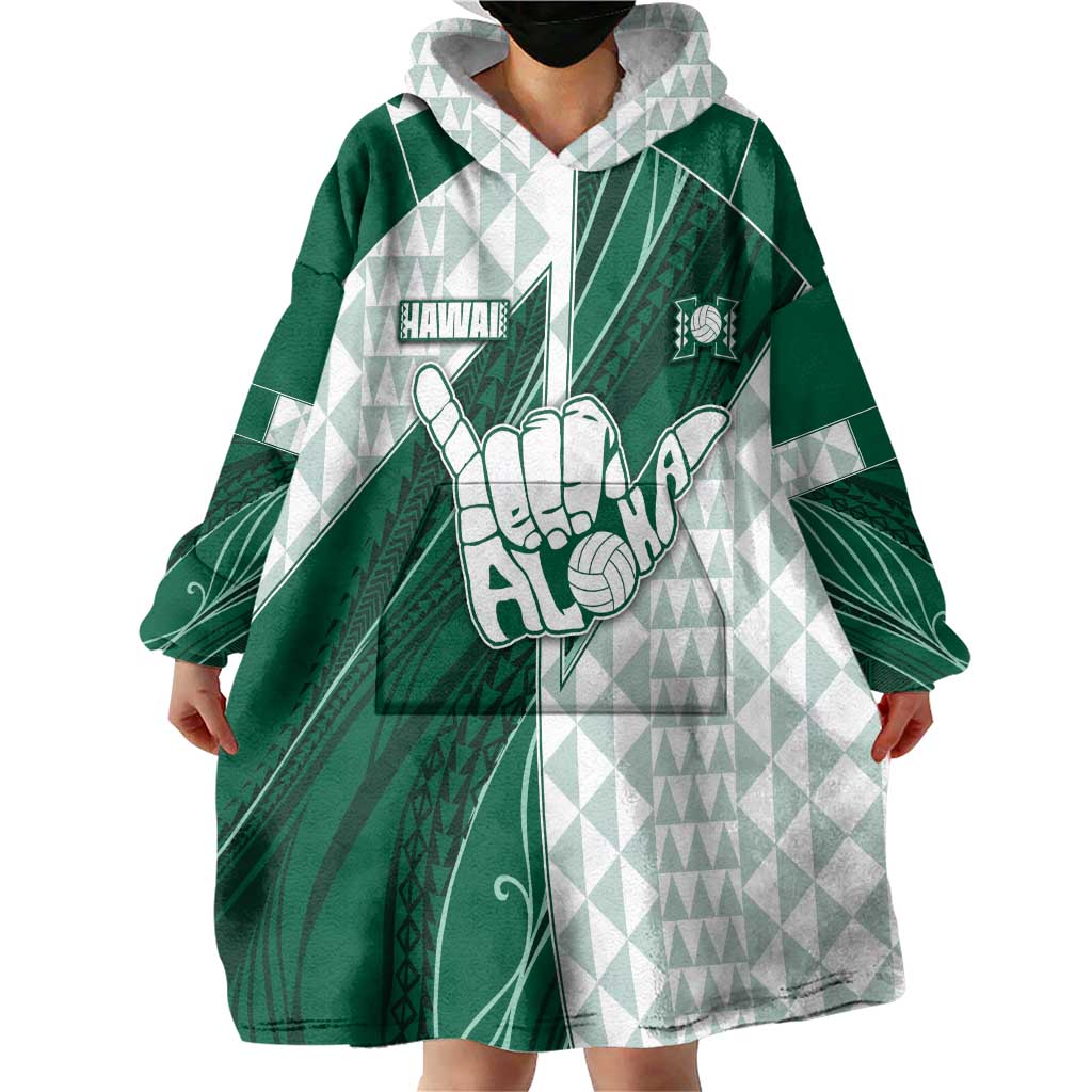 Custom Hawaii Volleyball Wearable Blanket Hoodie Shaka Aloha Hand DT05 - Polynesian Pride
