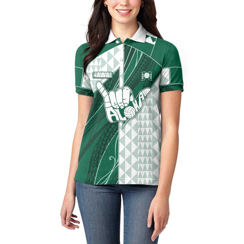 Custom Hawaii Volleyball Women Polo Shirt Shaka Aloha Hand DT05 - Polynesian Pride