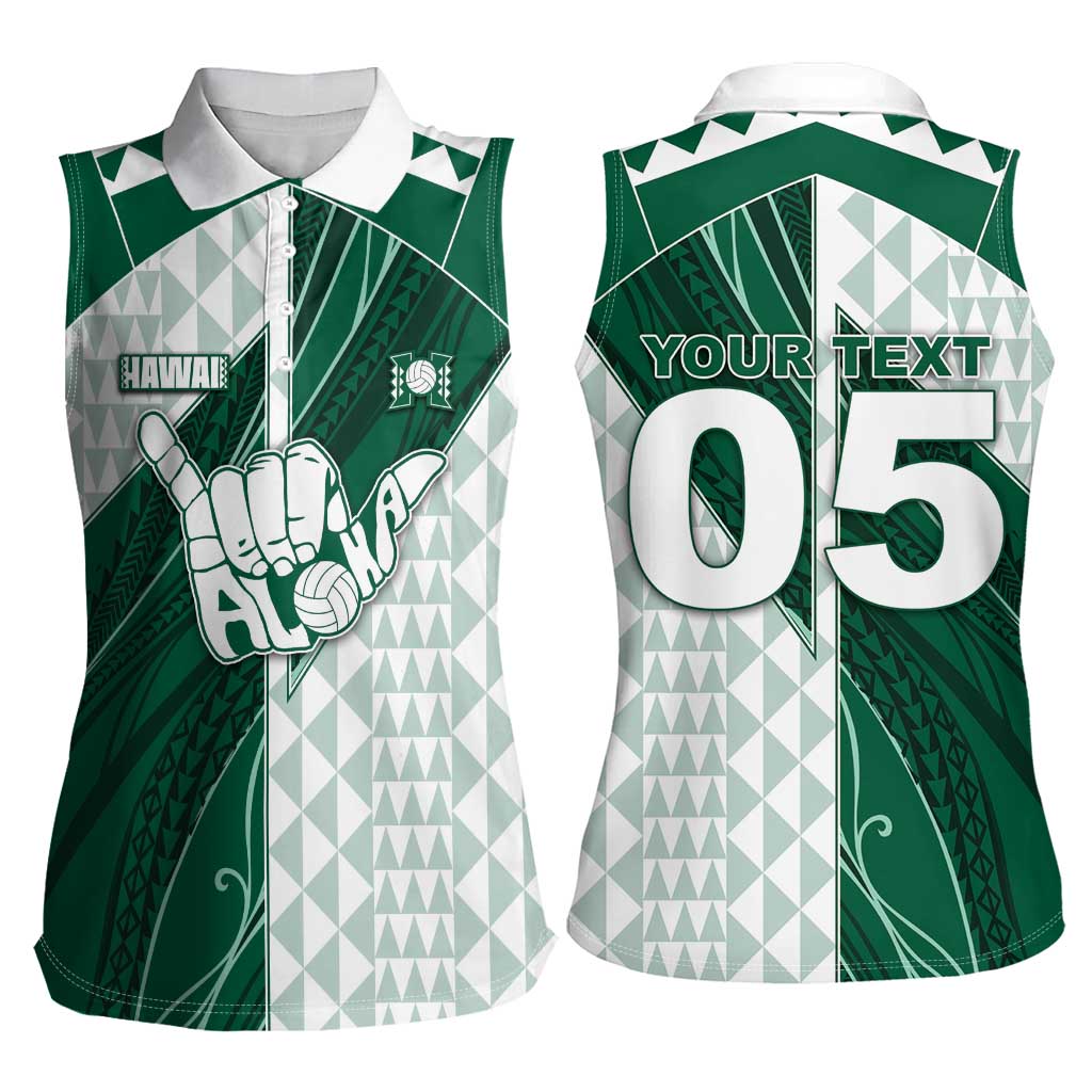 Custom Hawaii Volleyball Women Sleeveless Polo Shirt Shaka Aloha Hand DT05 - Polynesian Pride