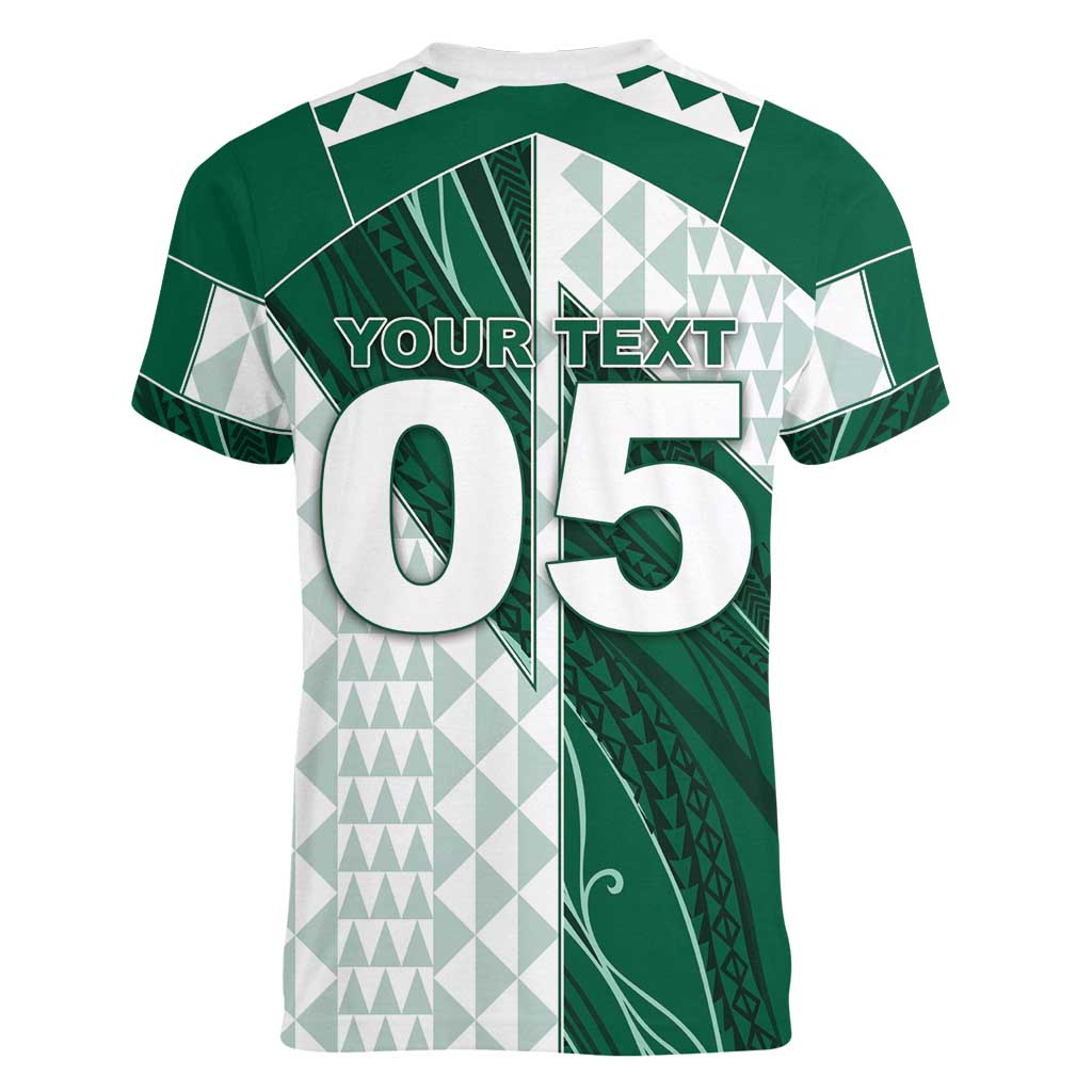 Custom Hawaii Volleyball Women V-Neck T-Shirt Shaka Aloha Hand