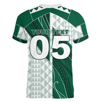 Custom Hawaii Volleyball Women V-Neck T-Shirt Shaka Aloha Hand