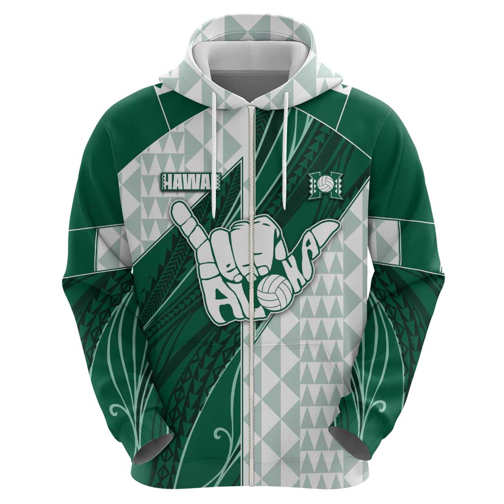 Custom Hawaii Volleyball Zip Hoodie Shaka Aloha Hand DT05 - Polynesian Pride