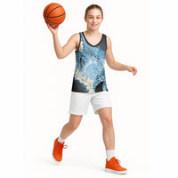 Piko Hawaiian Basketball Jersey Blue Galaxy Spiral Plumeria Tribal Patterns DT05 - Polynesian Pride