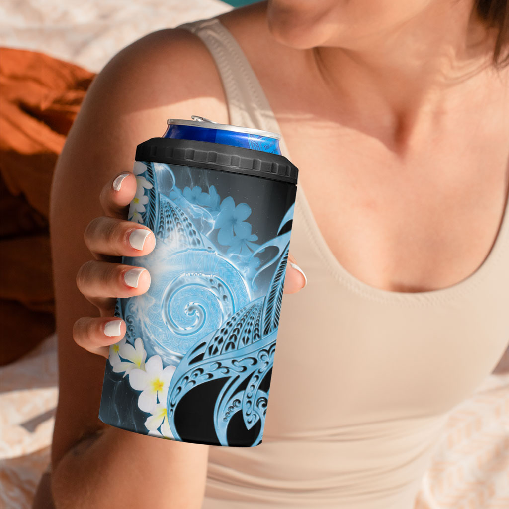 Piko Hawaiian 4 in 1 Can Cooler Tumbler Blue Galaxy Spiral Plumeria Tribal Patterns DT05 - Polynesian Pride