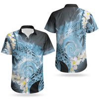 Piko Hawaiian Couples Matching Short Sleeve Bodycon Dress and Hawaiian Shirt Blue Galaxy Spiral Plumeria Tribal Patterns DT05 - Polynesian Pride