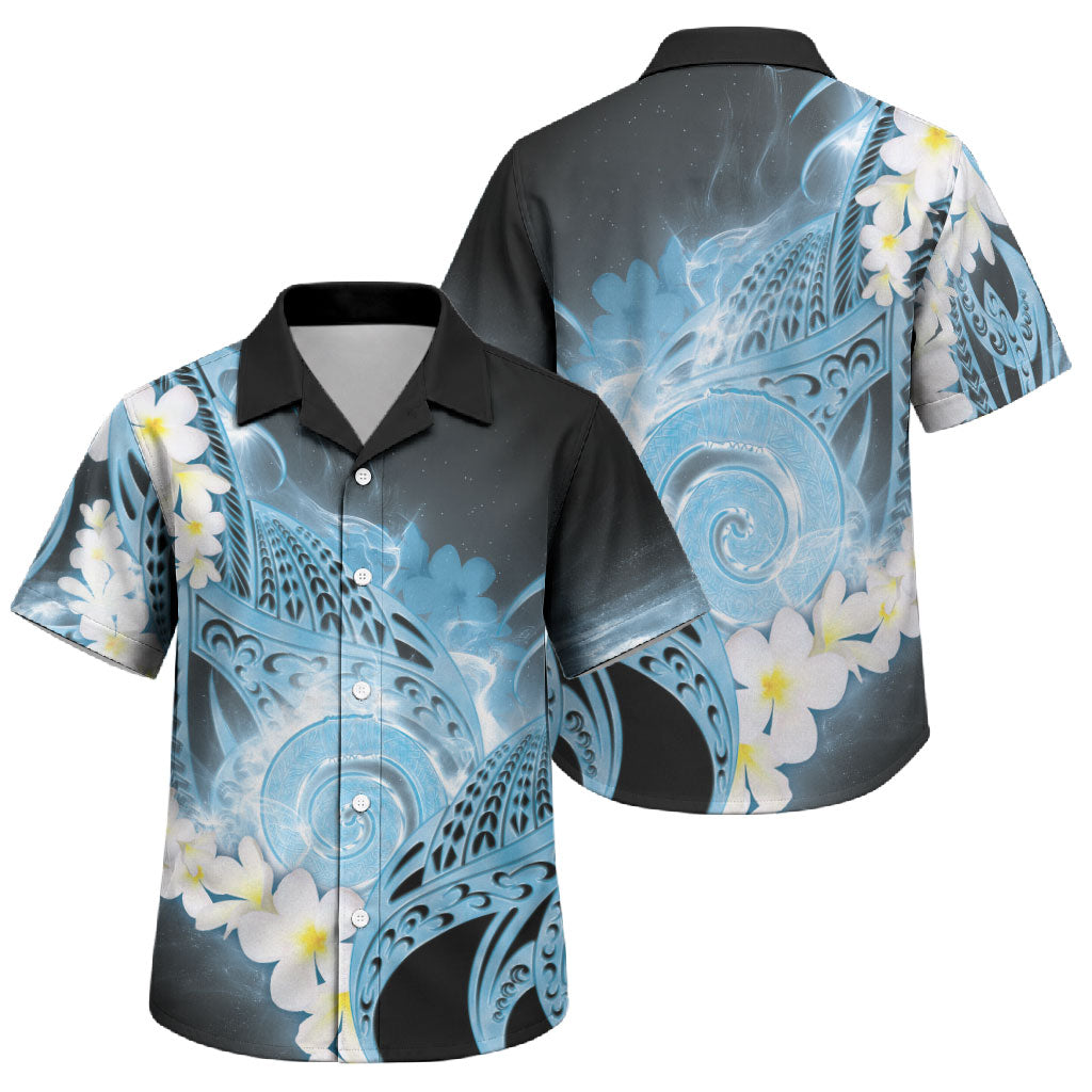 Piko Hawaiian Family Matching Long Sleeve Bodycon Dress and Hawaiian Shirt Blue Galaxy Spiral Plumeria Tribal Patterns DT05 Son's Shirt Blue - Polynesian Pride