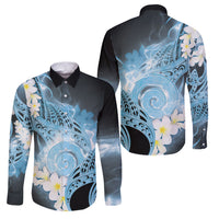 Piko Hawaiian Family Matching Summer Maxi Dress and Hawaiian Shirt Blue Galaxy Spiral Plumeria Tribal Patterns DT05 Dad's Shirt - Long Sleeve Blue - Polynesian Pride