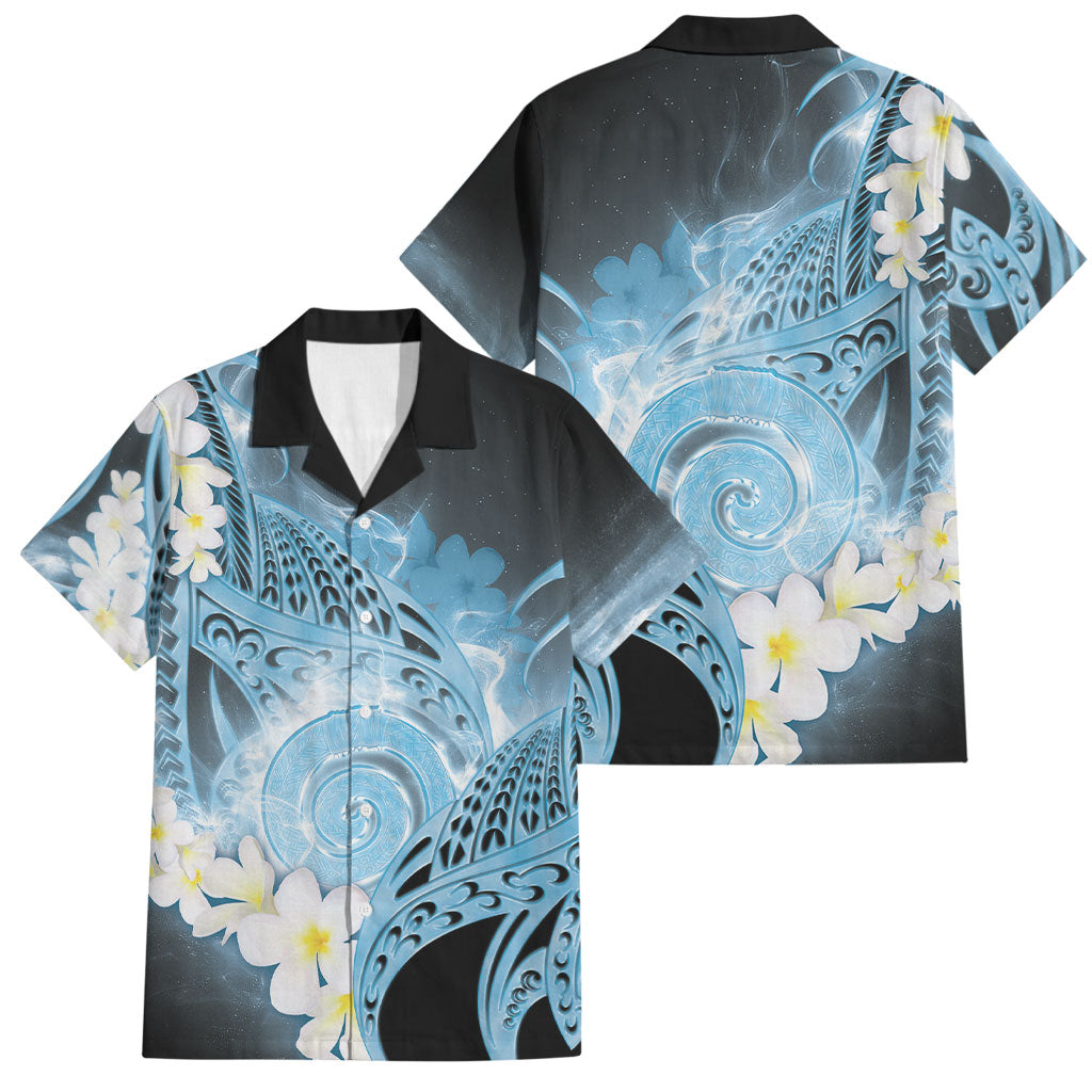 Piko Hawaiian Family Matching Tank Maxi Dress and Hawaiian Shirt Blue Galaxy Spiral Plumeria Tribal Patterns DT05 Dad's Shirt - Short Sleeve Blue - Polynesian Pride