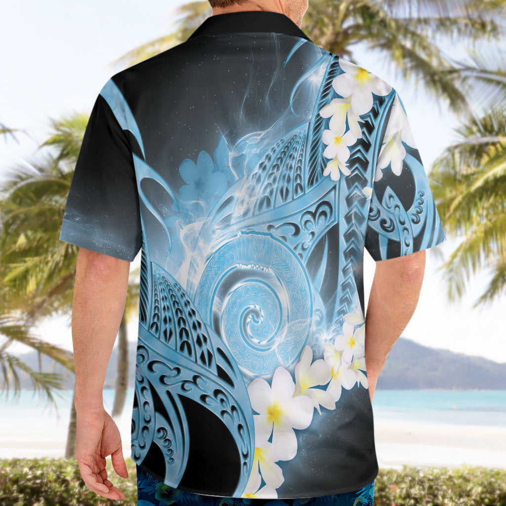 Piko Hawaiian Hawaiian Shirt Blue Galaxy Spiral Plumeria Tribal Patterns