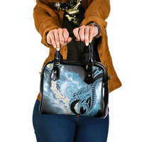 Piko Hawaiian Shoulder Handbag Blue Galaxy Spiral Plumeria Tribal Patterns
