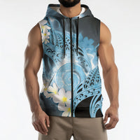 Piko Hawaiian Sleeveless Zip Hoodie Blue Galaxy Spiral Plumeria Tribal Patterns