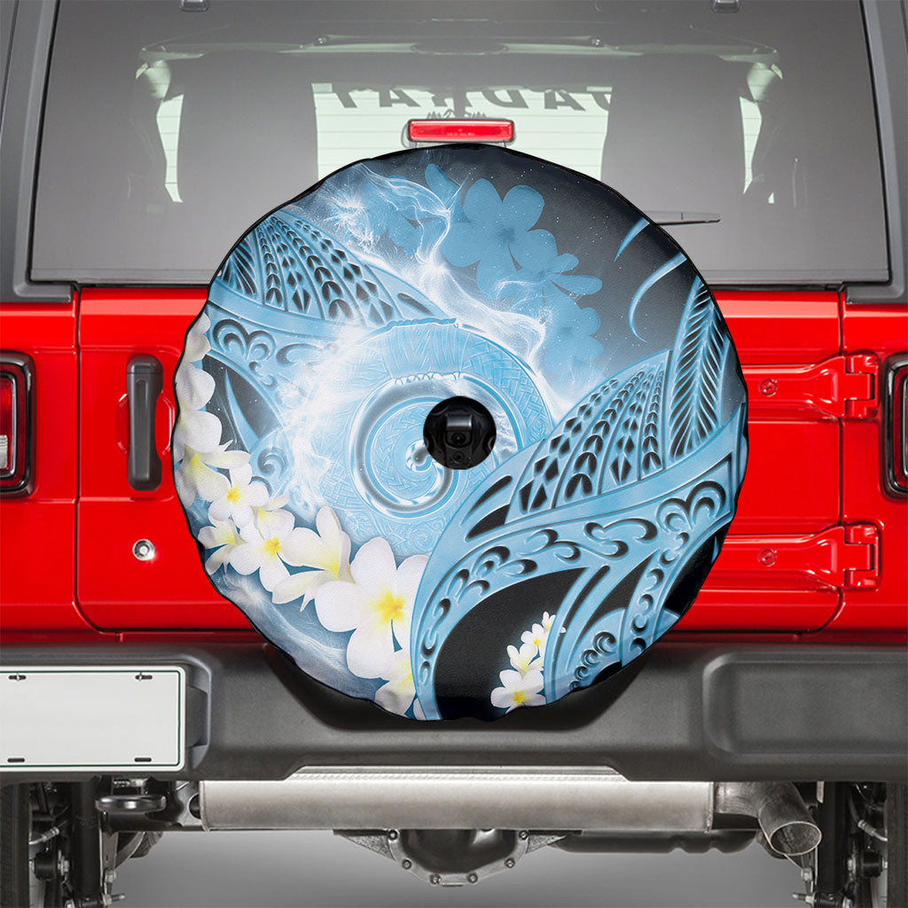 Piko Hawaiian Spare Tire Cover Blue Galaxy Spiral Plumeria Tribal Patterns