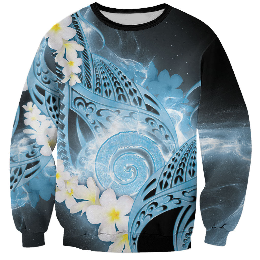 Piko Hawaiian Sweatshirt Blue Galaxy Spiral Plumeria Tribal Patterns DT05 Unisex Blue - Polynesian Pride