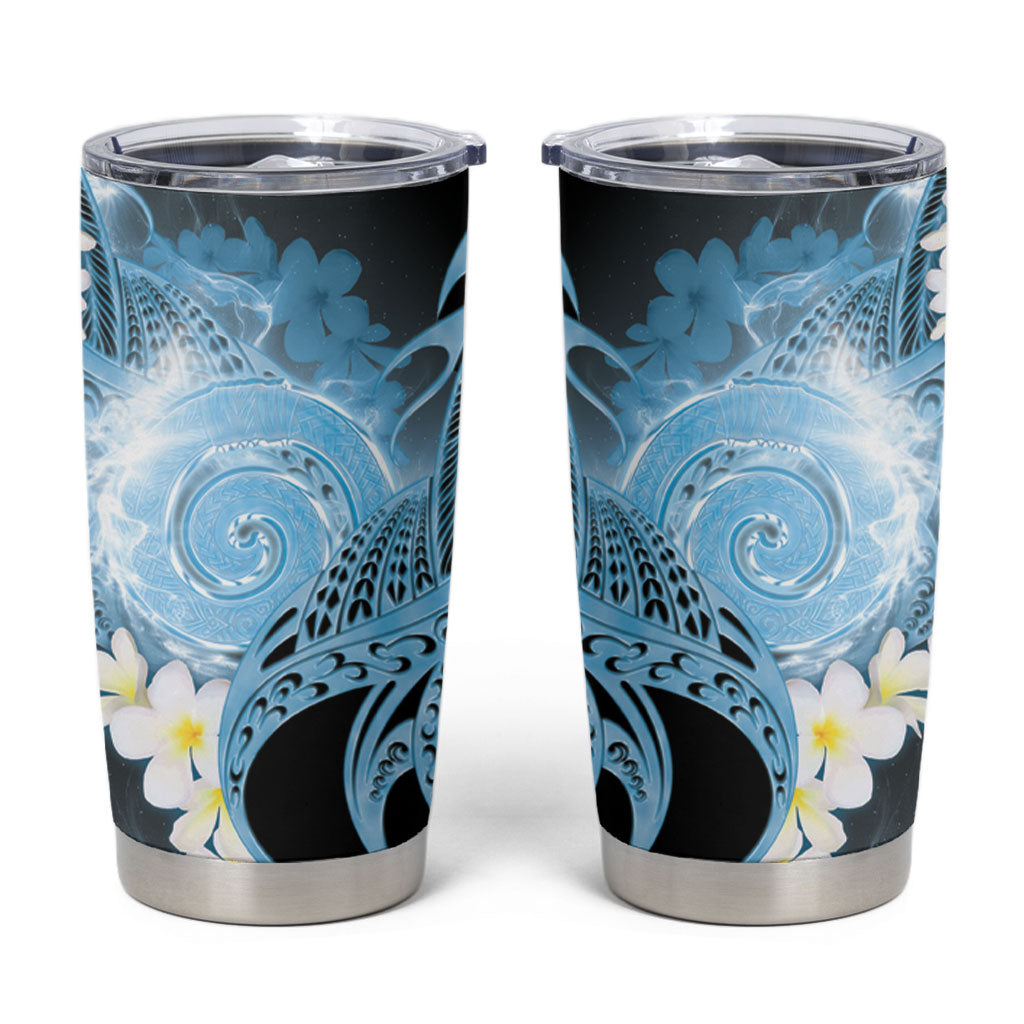 Piko Hawaiian Tumbler Cup Blue Galaxy Spiral Plumeria Tribal Patterns