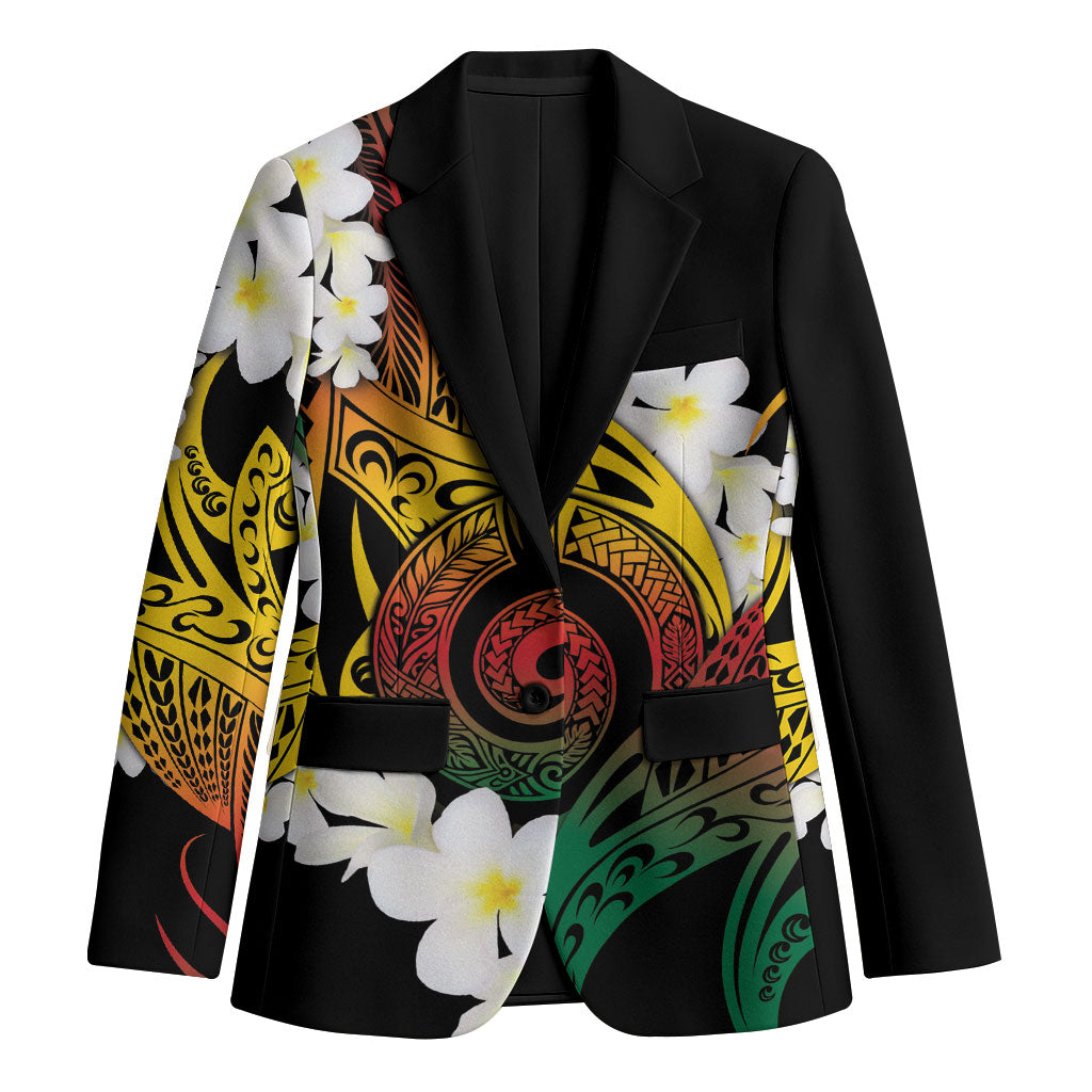 Piko Hawaiian Blazer Gradient Spiral Plumeria Tribal Patterns